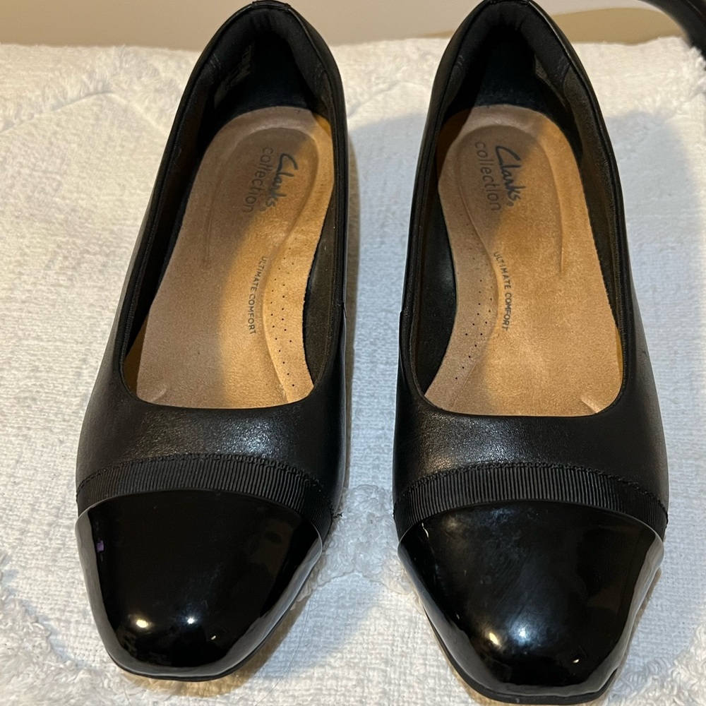 Clarks Black Patent Flats